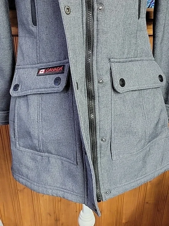 Canada Weathergear Women's Gray Parka Coat with Faux Fur Hood Size Med - Picture 3 of 6